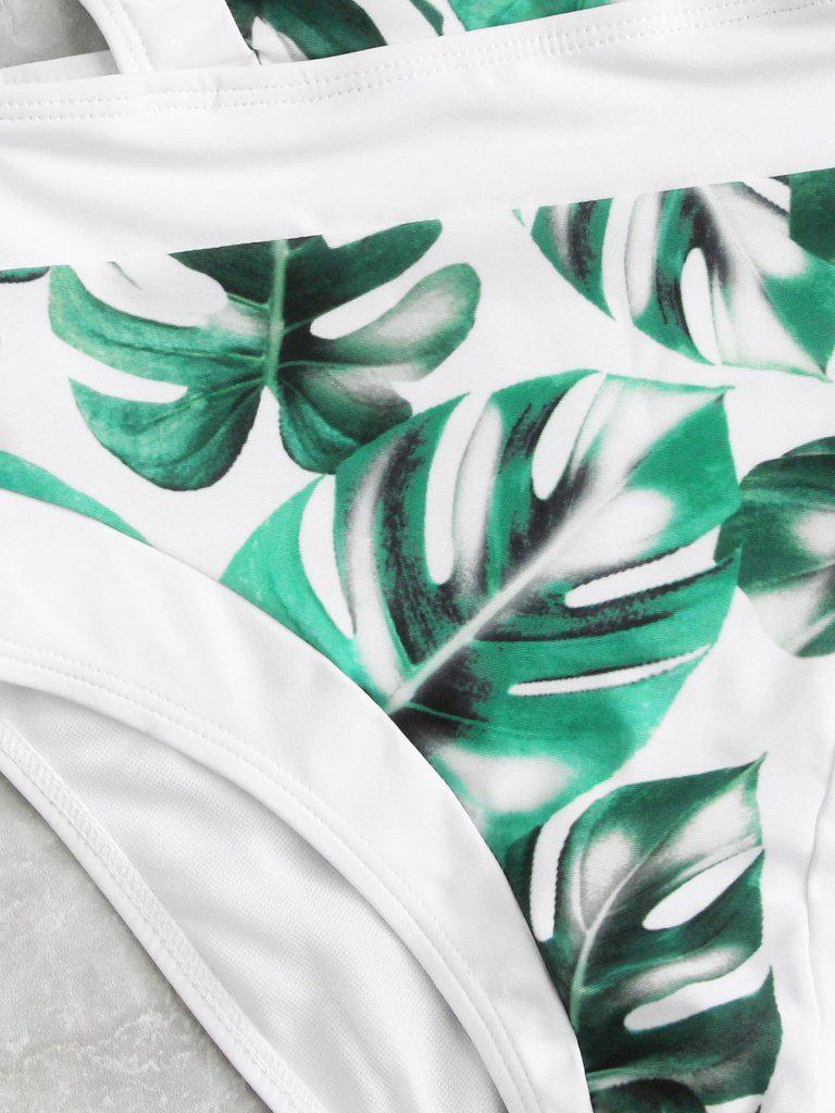 Palm Print Cutout Swimsuit-swimwear-Des Mess