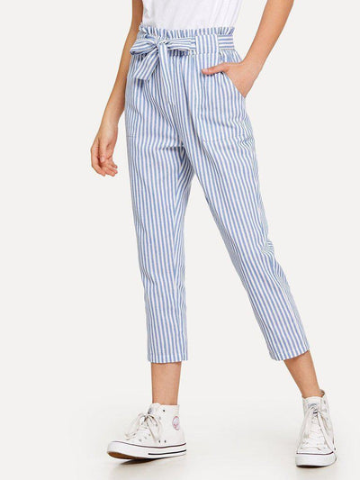 Striped Knot Front Pant-bottom-Des Mess