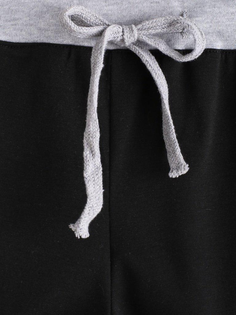Drawstring Waist Ringer Shorts-bottom-Des Mess