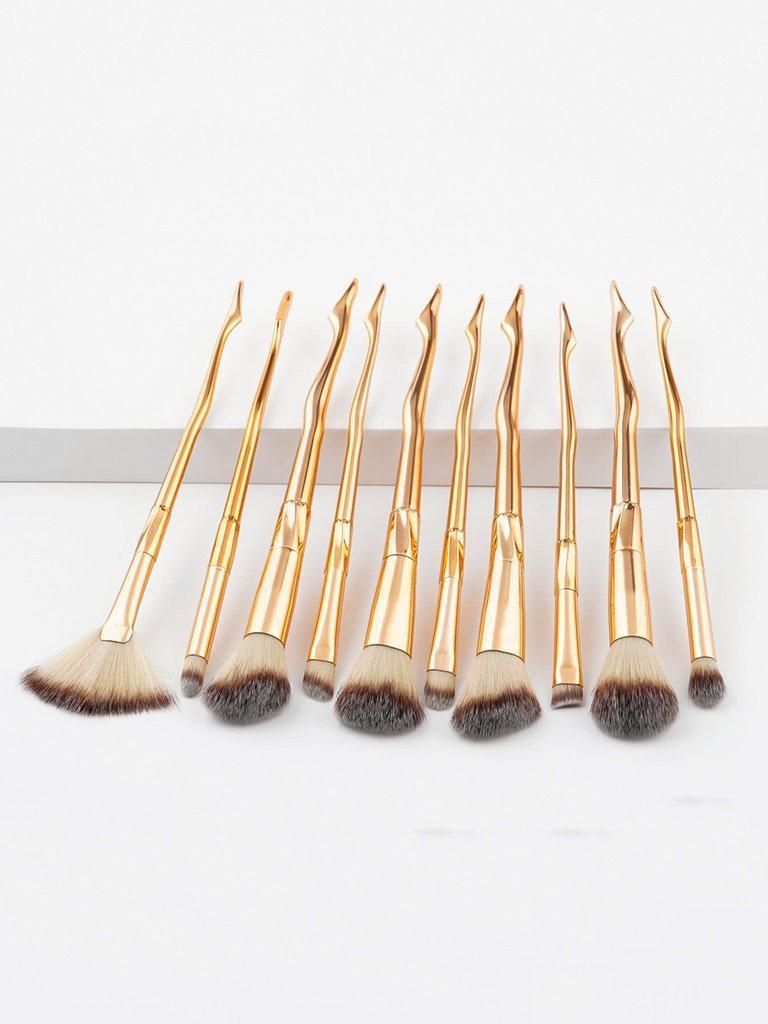 Metallic Handle Makeup Brush 10pcs--Des Mess