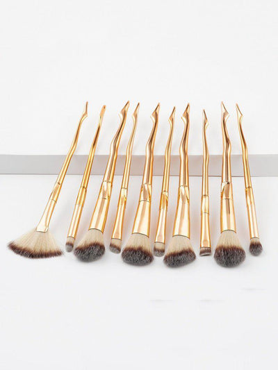 Metallic Handle Makeup Brush 10pcs--Des Mess