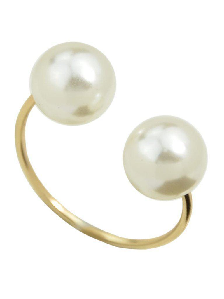 Simulated-Pearl Open Cuff Finger Ring-jewelry-Des Mess