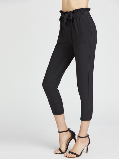 Ruffle Waist Self Tie Capri Pants-bottom-Des Mess