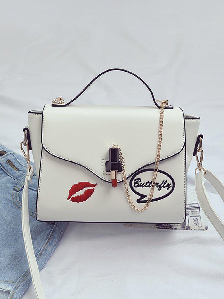 Chain Detail Print Flap Crossbody Bag-accessories-Des Mess