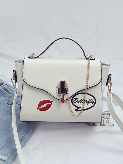 Chain Detail Print Flap Crossbody Bag-accessories-Des Mess