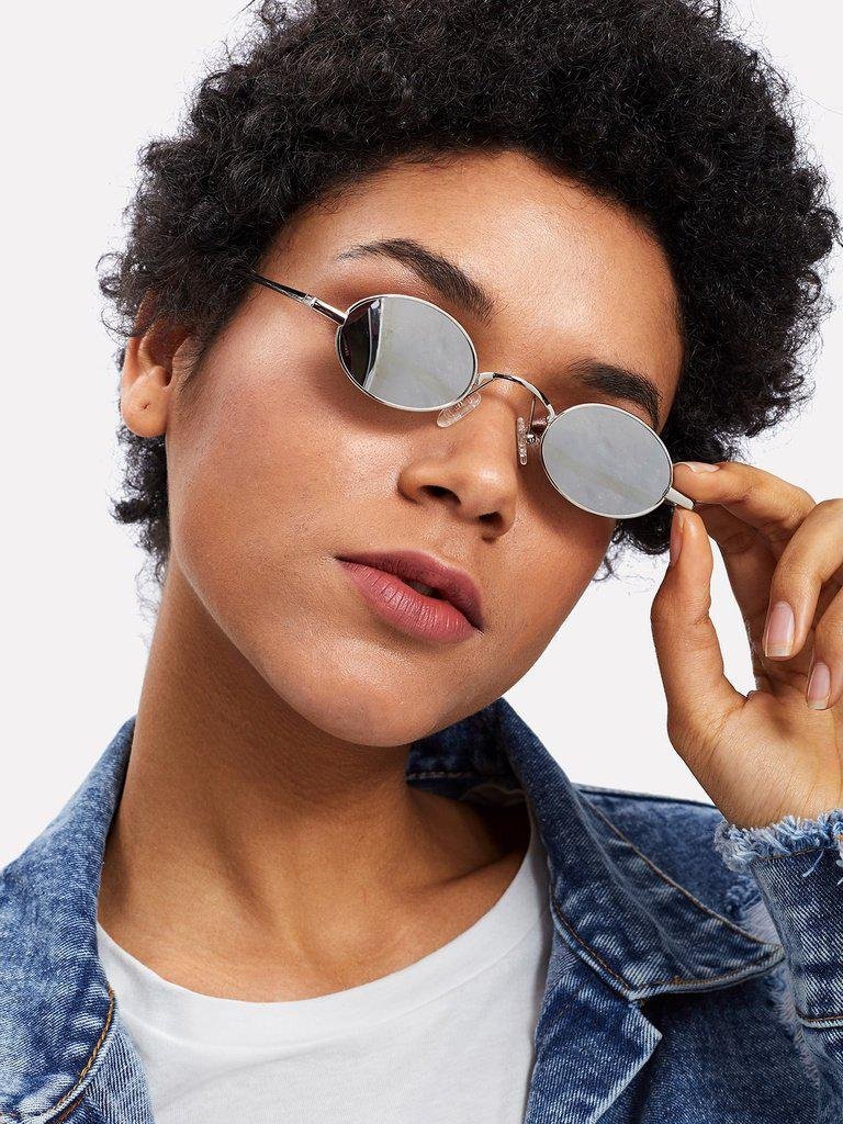 Oval Flat Lens Retro Sunglasses-accessories-Des Mess
