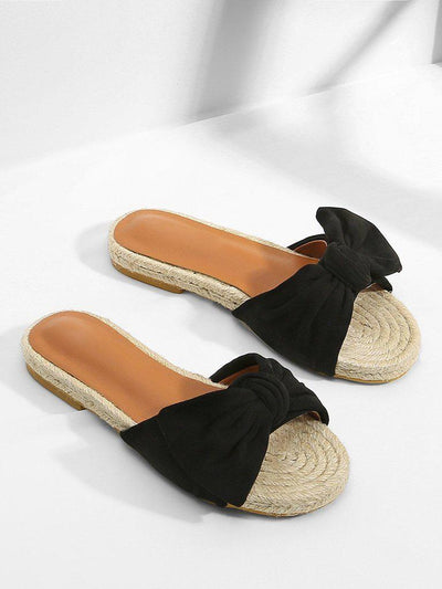 Bow Decorated Espadrille Flat Sandals-shoes-Des Mess