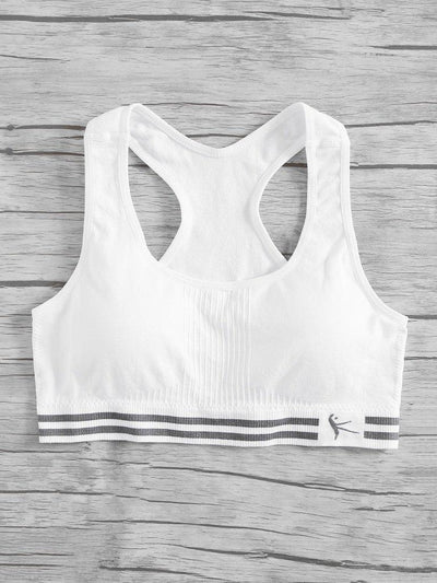 Striped Detail Racerback Sports Bra-sportswear-Des Mess