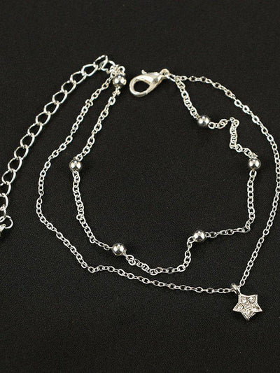 Star Charm Layered Chain Anklet-jewelry-Des Mess