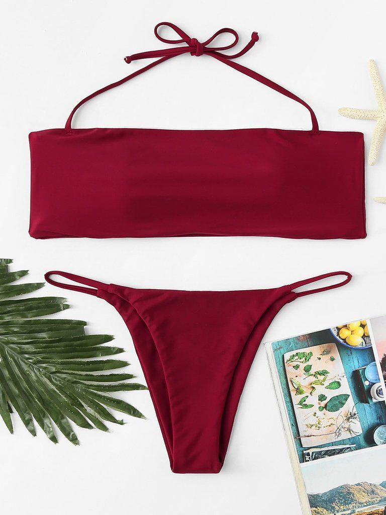 Halter Bandeau Bikini Set-swimwear-Des Mess