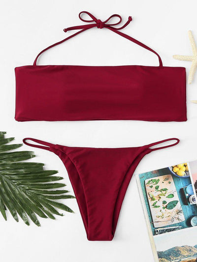 Halter Bandeau Bikini Set-swimwear-Des Mess