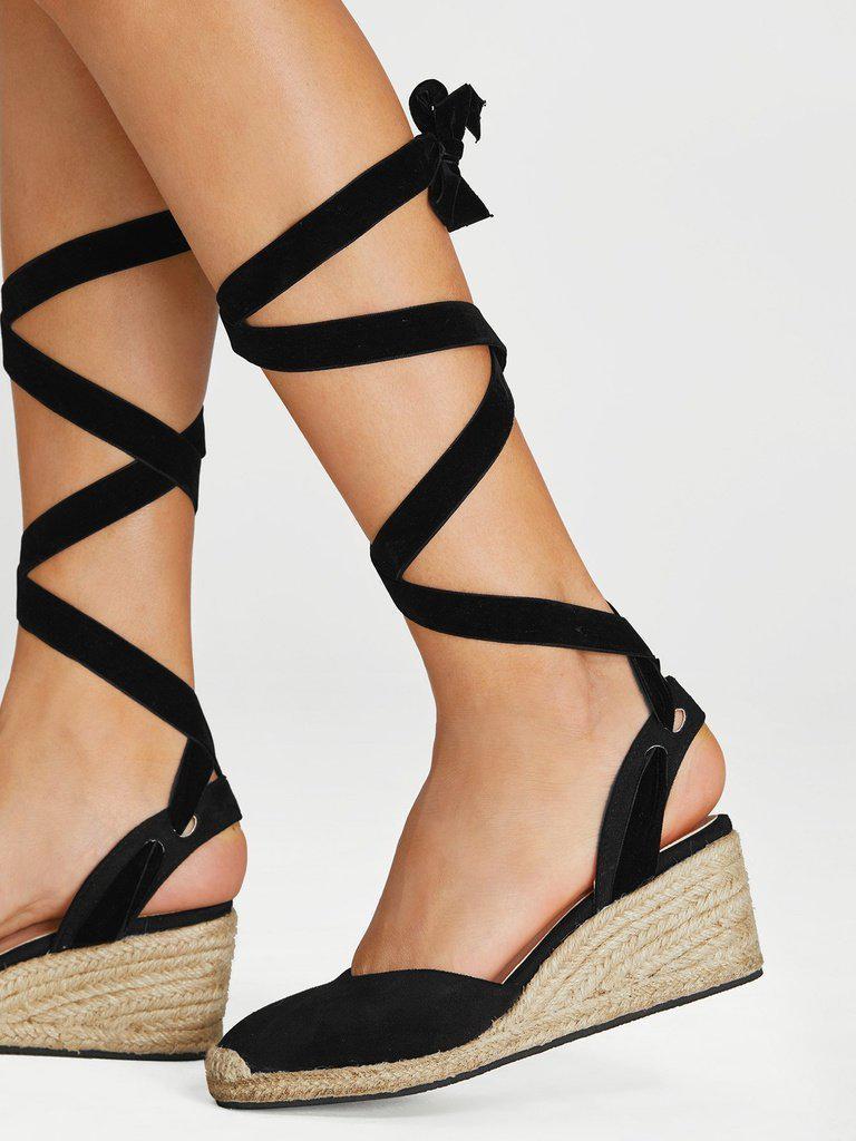 Lace Up Espadrille Wedges-shoes-Des Mess