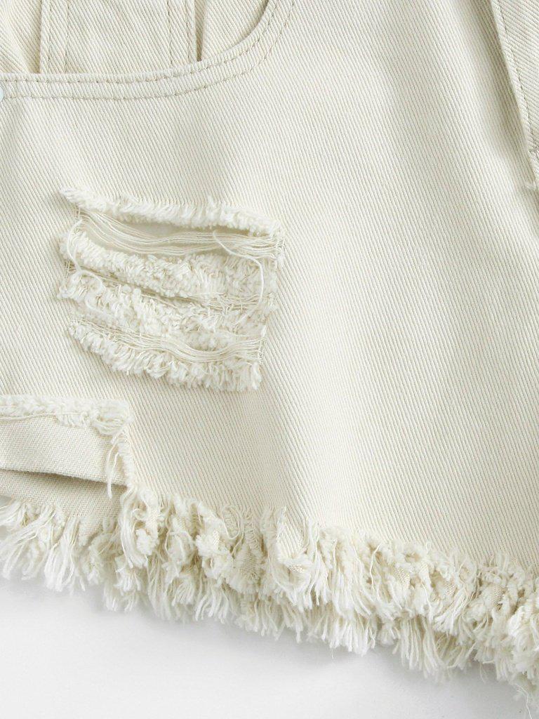 Frayed Hem Ripped Denim Shorts-bottom-Des Mess
