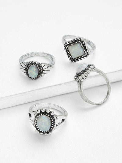 Gemstone Ring Set 4pcs-jewelry-Des Mess