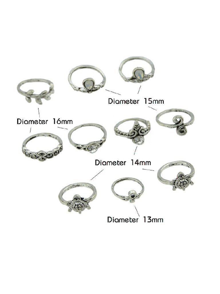 10Pcs/Set Starfish Leaf White Opal Rings-jewelry-Des Mess