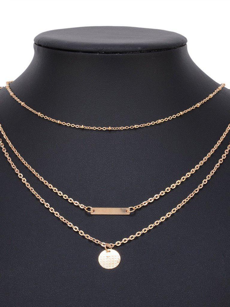 Bar Pendant Layered Chain Necklace-jewelry-Des Mess