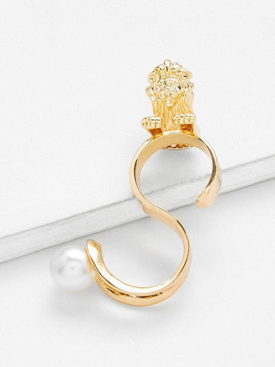 Faux Pearl S Shaped Cuff Ring-jewelry-Des Mess