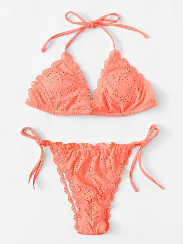 Scalloped Trim Bikini Set--Des Mess