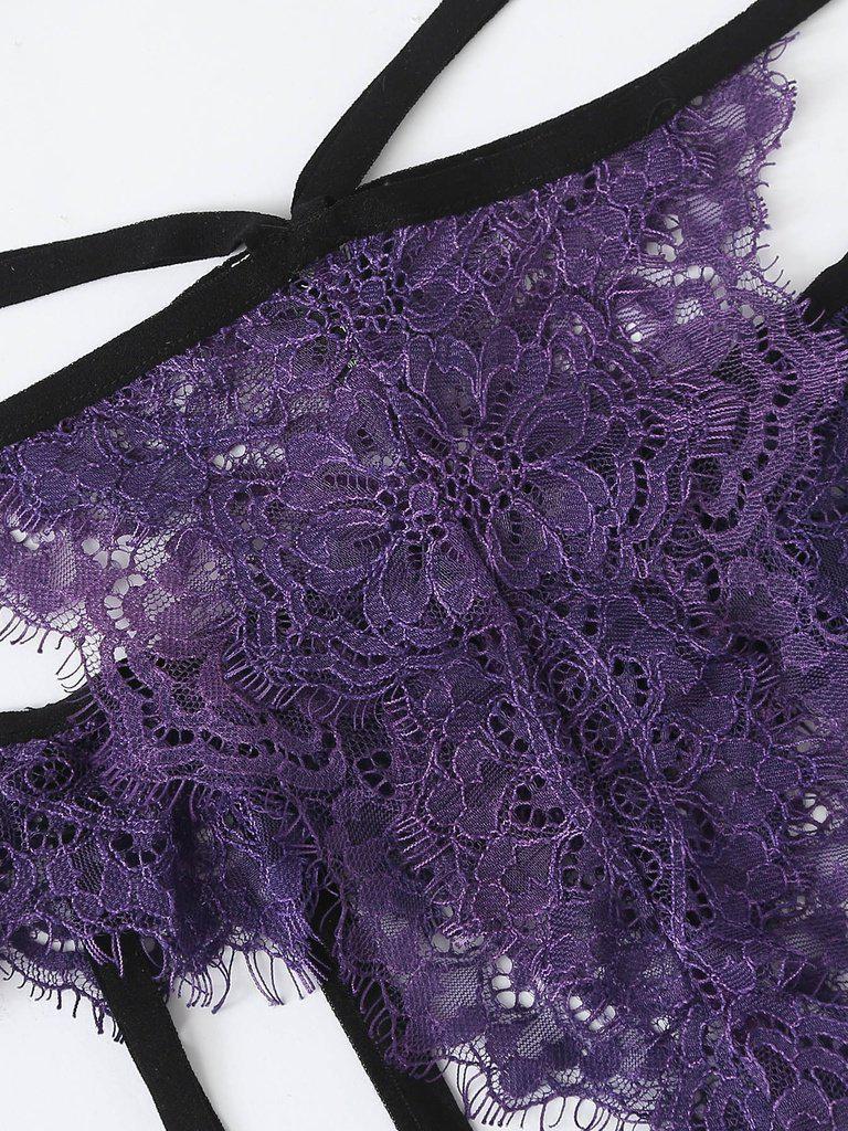 Floral Lace Harness Lingerie Set-lingerie-Des Mess