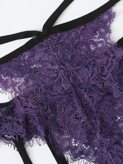 Floral Lace Harness Lingerie Set-lingerie-Des Mess