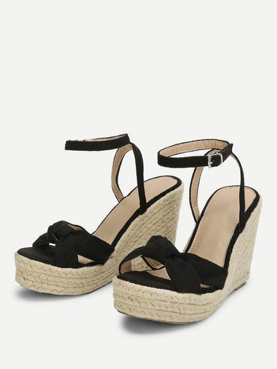 Knot Detail Espadrille Wedges-shoes-Des Mess