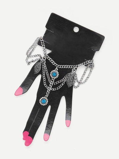 Rhinestone Charm Layered Chain Bracelet--Des Mess