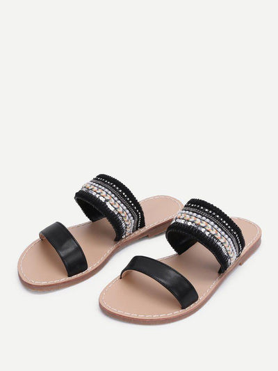 Tribal Embellished Flat Sandals-shoes-Des Mess