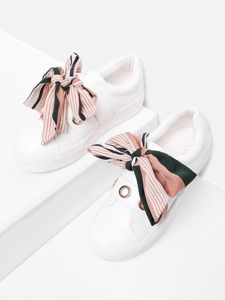 Bow Decorated Slip On Sneakers-shoes-Des Mess