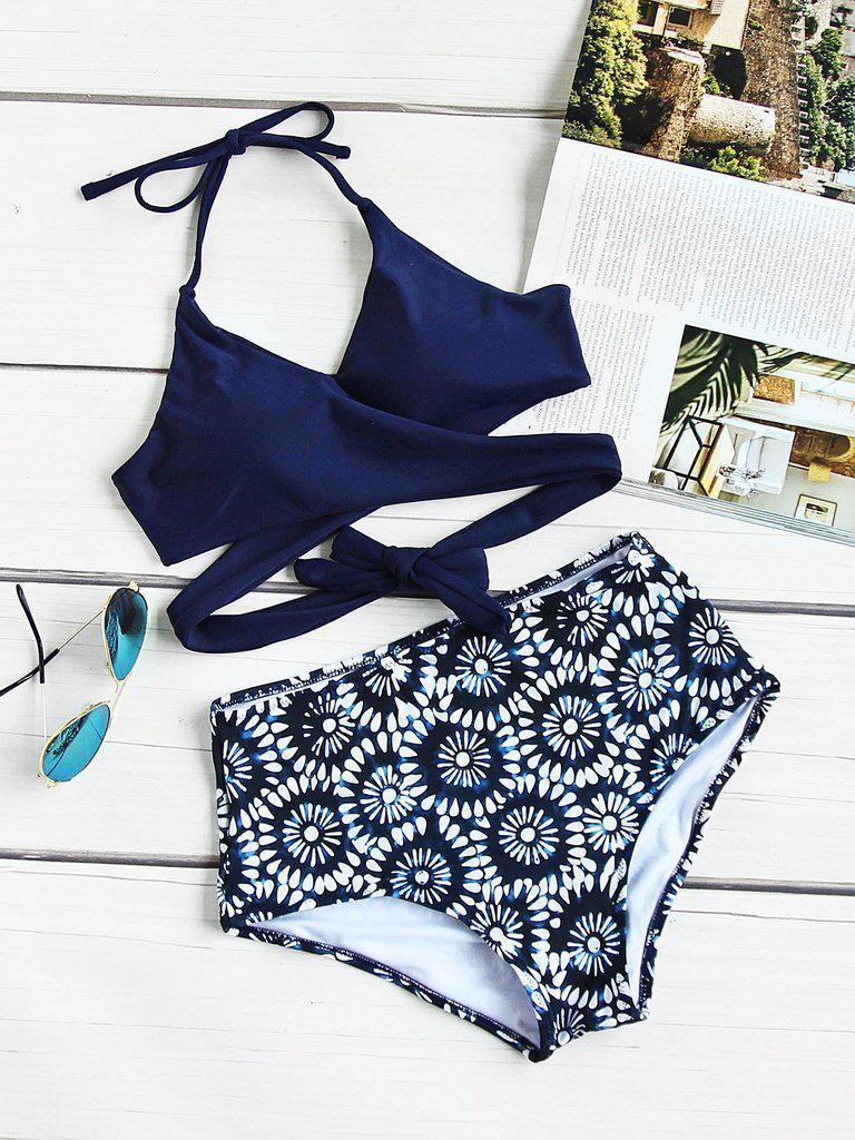 Calico Print Wrap High Waist Bikini Set--Des Mess