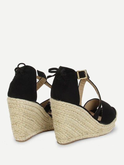 Bow Detail Platform Wedge Sandals-shoes-Des Mess