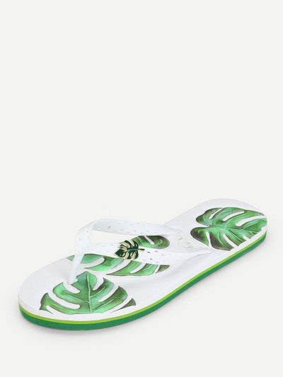 Leaf Decorated Flip Flops-shoes-Des Mess