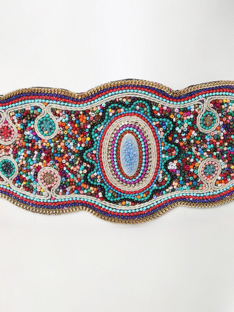 Beaded Design Elastic Belt-accessories-Des Mess