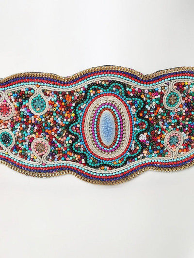 Beaded Design Elastic Belt-accessories-Des Mess