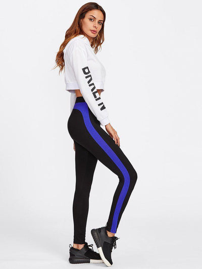 Contrast Panel Side Leggings-bottom-Des Mess