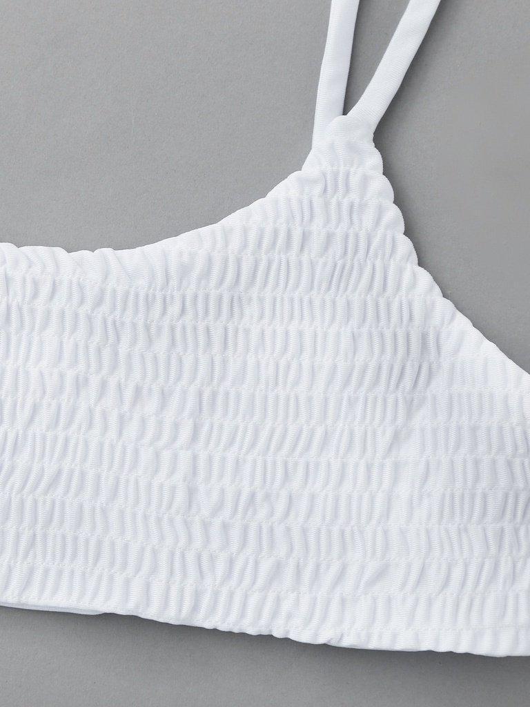 Spaghetti Strap Shirred Bikini Set-swimwear-Des Mess