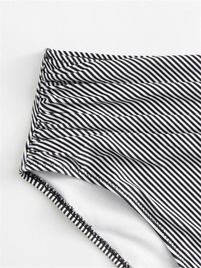 Flounce Striped Bikini Set-swimwear-Des Mess