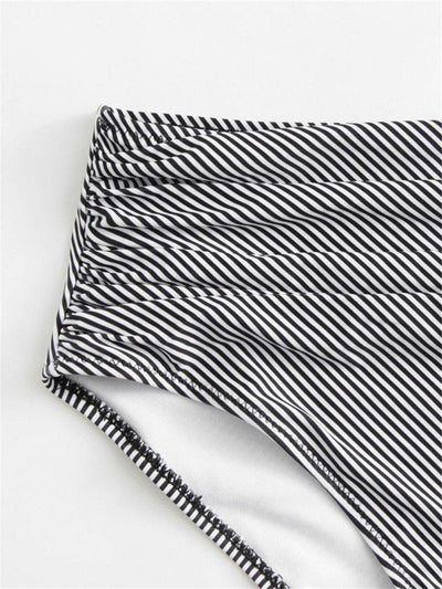 Flounce Striped Bikini Set-swimwear-Des Mess
