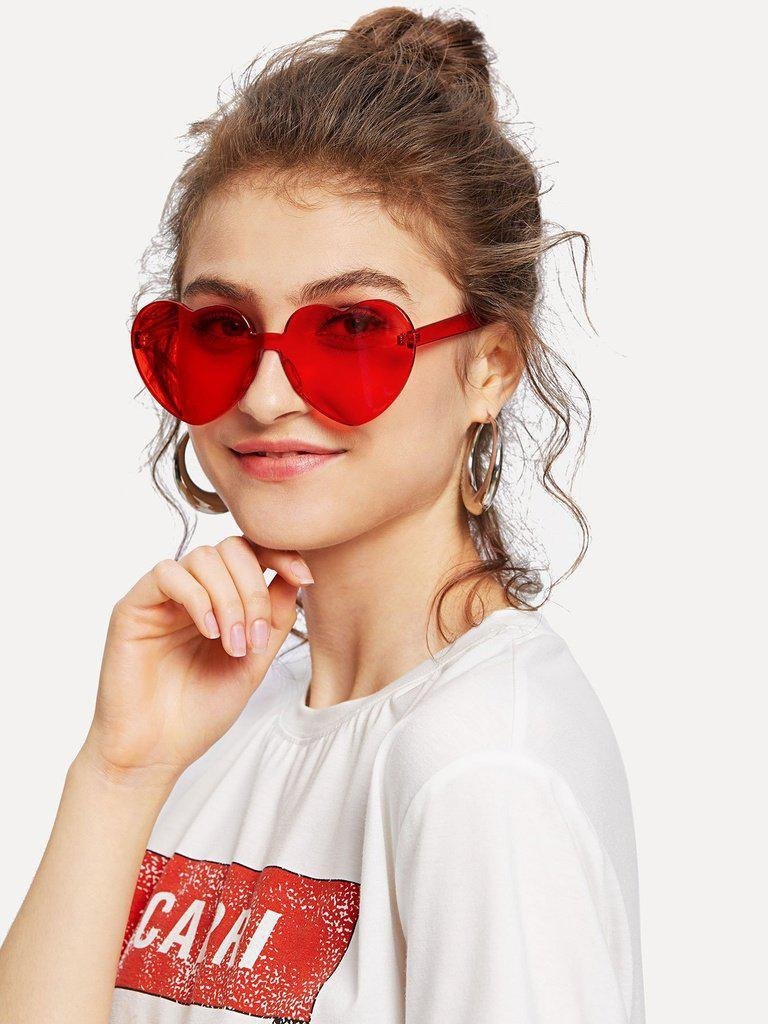 Heart Shaped Flat Lens Sunglasses-accessories-Des Mess
