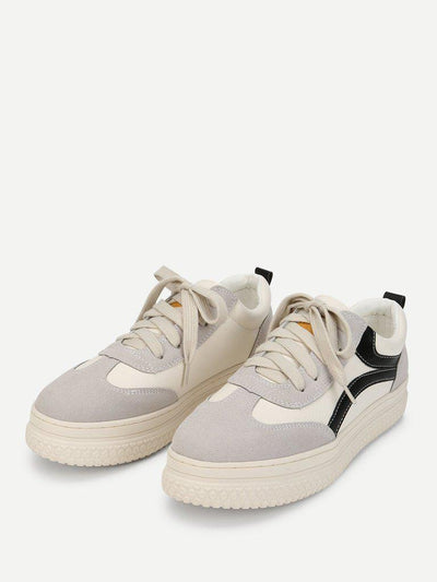 Lace Up Splice Platform Sneakers-shoes-Des Mess