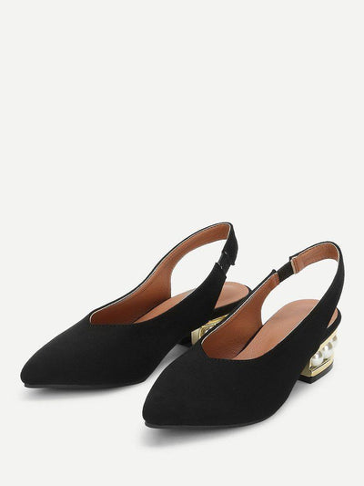 Faux Pearl Heeled Slingback Pumps-shoes-Des Mess