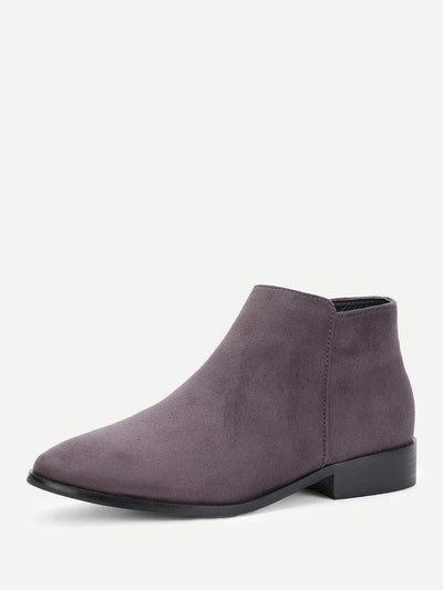Side Zipper Suede Flat Boots-shoes-Des Mess