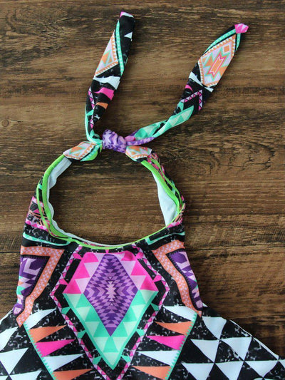 Geometric Print Halter Mix & Match Bikini Set--Des Mess