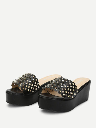 Rivet Cut Out Sandals-shoes-Des Mess