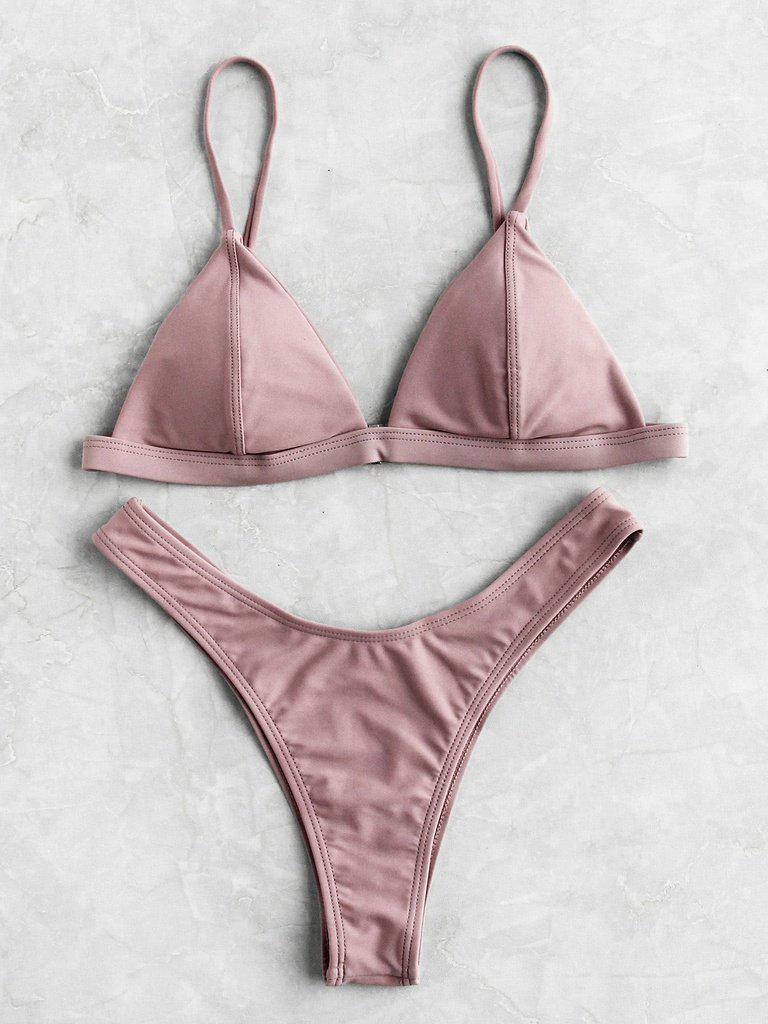 Seam Detail Triangle Bikini Set-swimwear-Des Mess