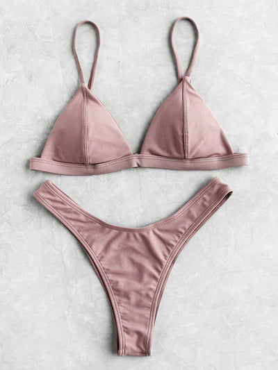 Seam Detail Triangle Bikini Set-swimwear-Des Mess
