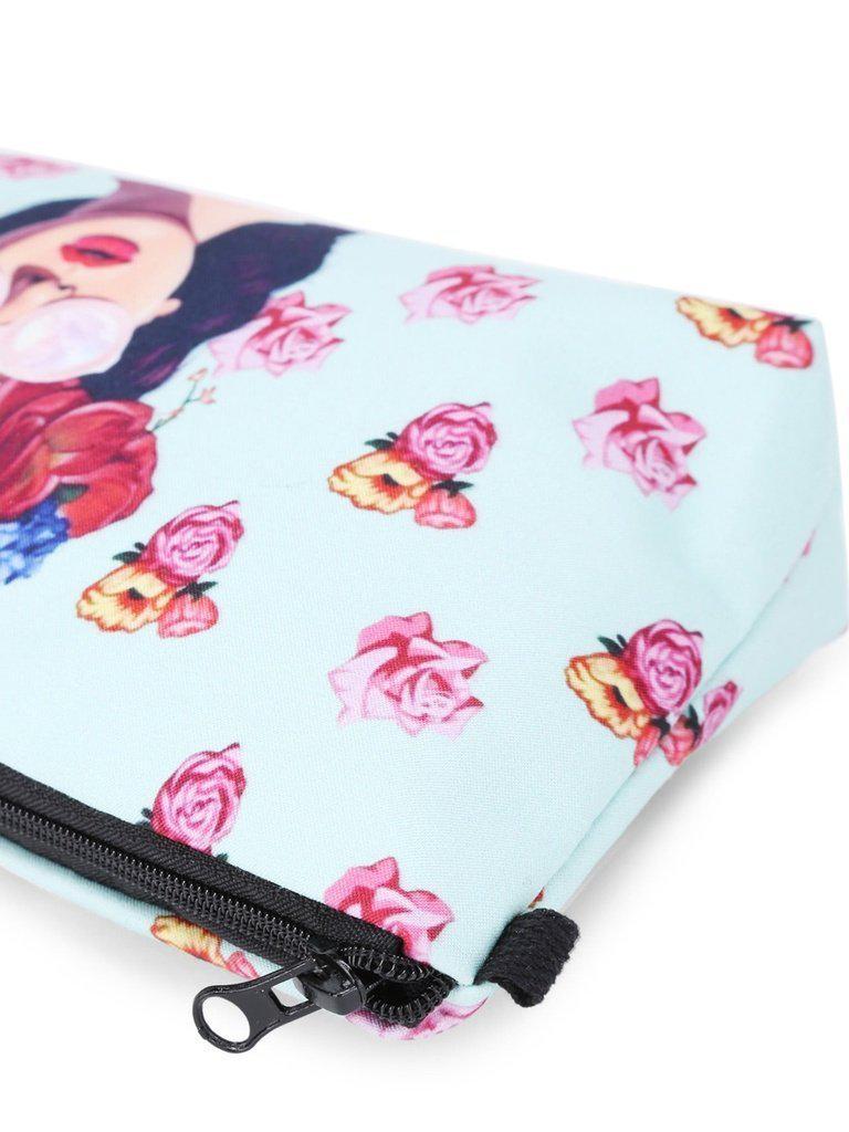 Flower Print Zipper Pouch-makeup-Des Mess