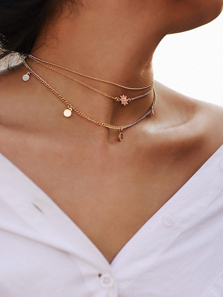 Star & Sequin Detail Chain Choker-jewelry-Des Mess