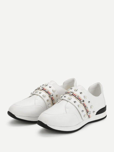 Rhinestone Design Slip On Sneakers-shoes-Des Mess