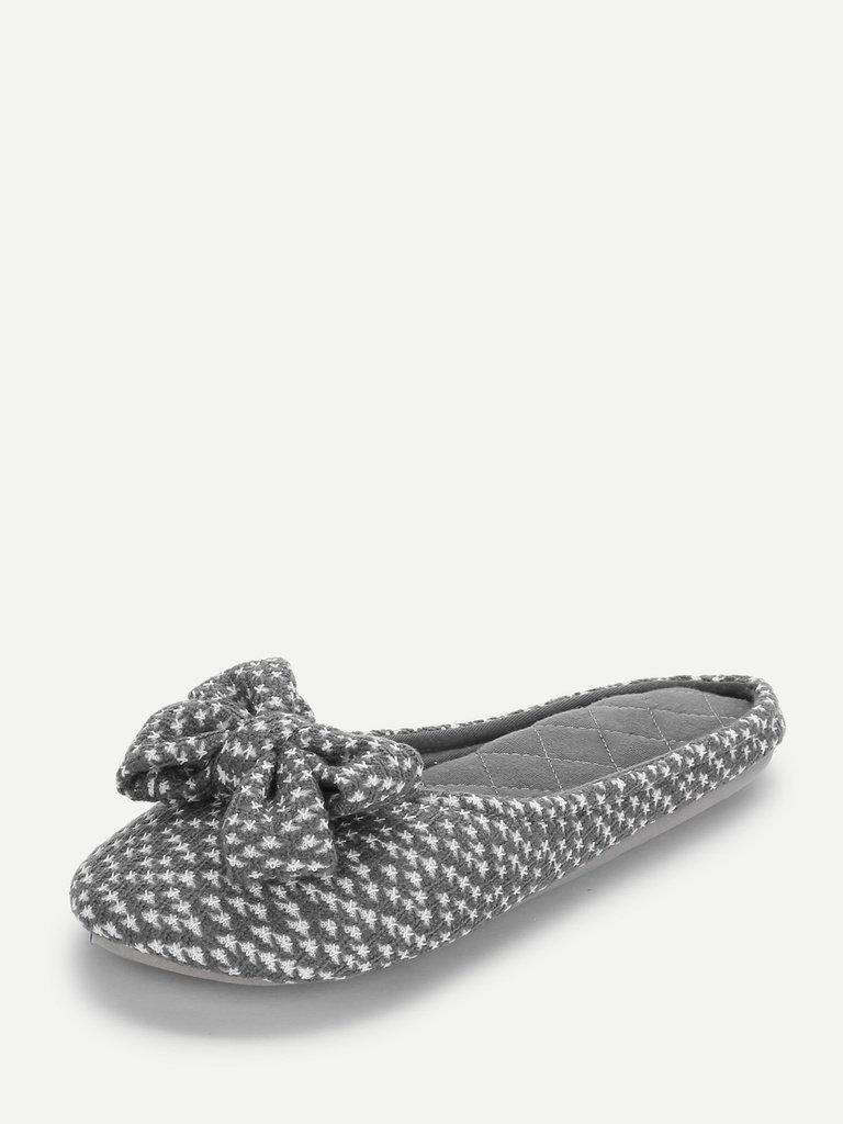 Round Toe Bow Design Flat Slippers-shoes-Des Mess
