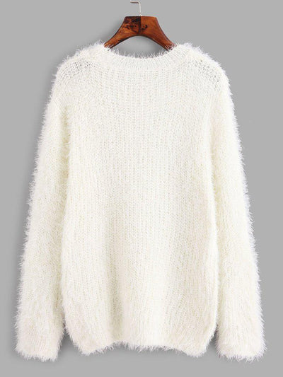 Fuzzy Chunky Knit Sweater-outerwear-Des Mess